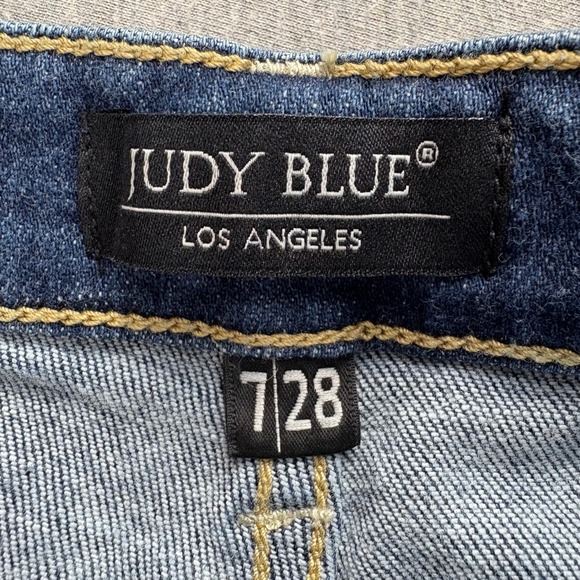 Judy Blue Jeans Womens 7/28 Boyfriend Fit Distressed Medium Wash Comfort Stretch - Picture 12 of 15